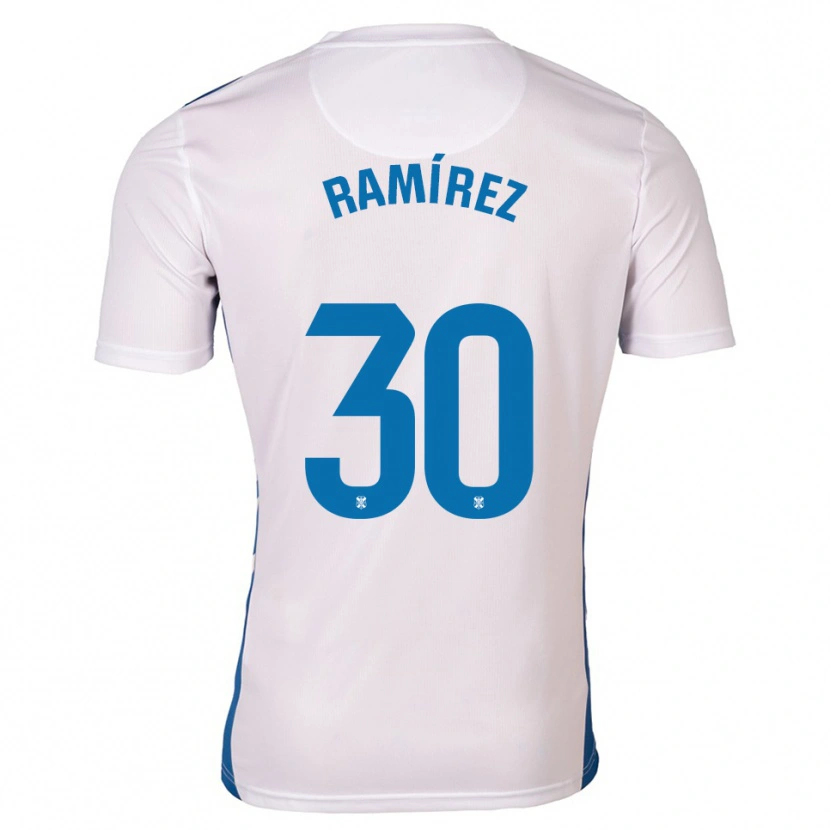 Danxen Mænd Álex Ramírez #30 Hvid Blå Hjemmebane Spillertrøjer 2025/26 Trøje T-Shirt
