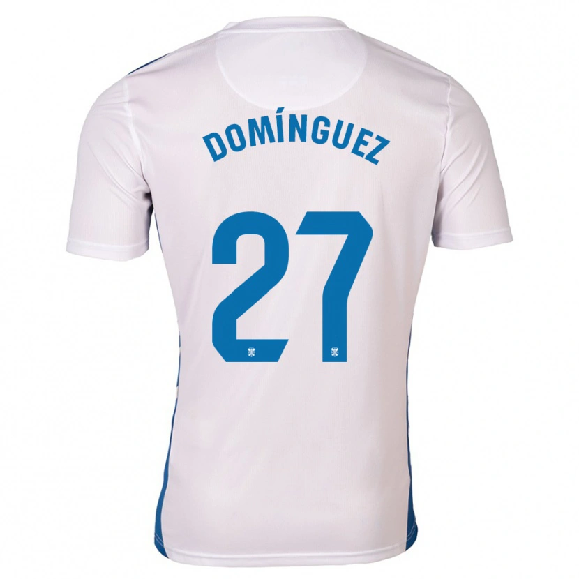Danxen Mænd Carlos Domínguez #27 Hvid Blå Hjemmebane Spillertrøjer 2025/26 Trøje T-Shirt