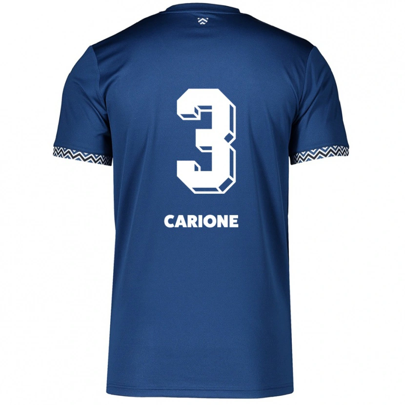 Danxen Mænd Cristiano Carione #3 Navy Hvid Hjemmebane Spillertrøjer 2025/26 Trøje T-Shirt