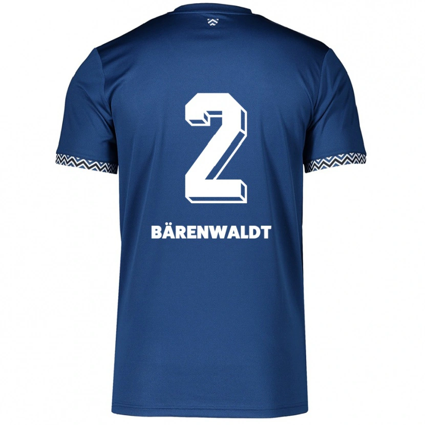 Danxen Mænd Tim Bärenwaldt #2 Navy Hvid Hjemmebane Spillertrøjer 2025/26 Trøje T-Shirt