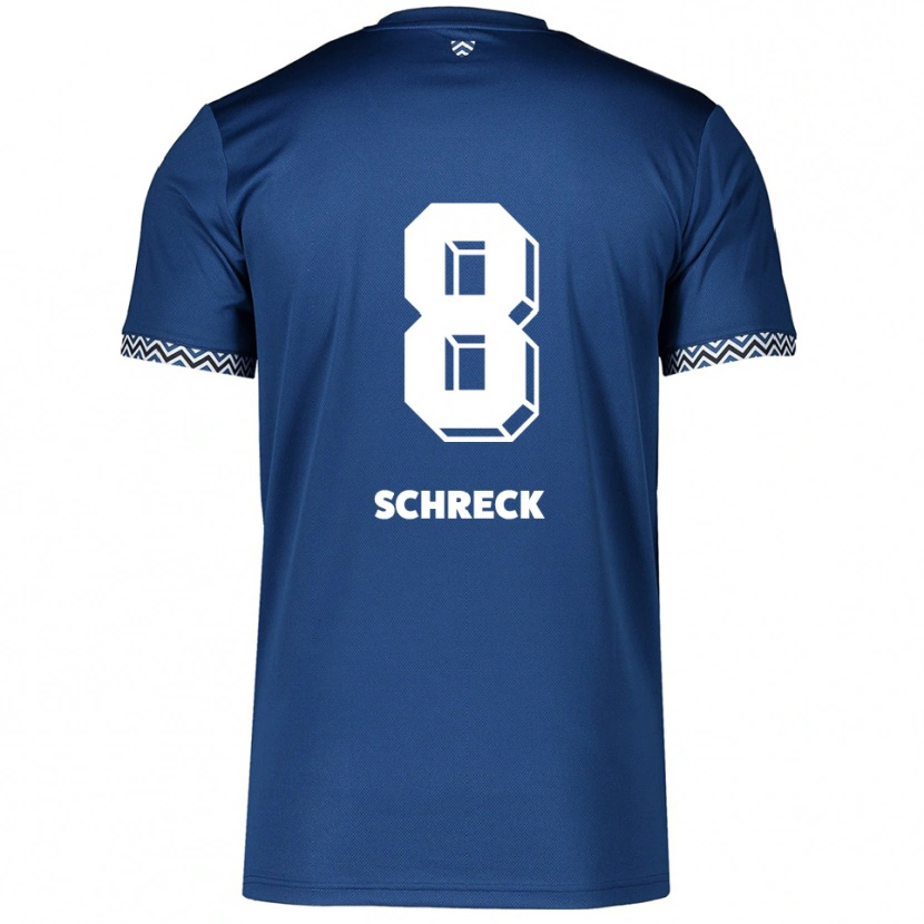 Danxen Mænd Sam Schreck #8 Navy Hvid Hjemmebane Spillertrøjer 2025/26 Trøje T-Shirt