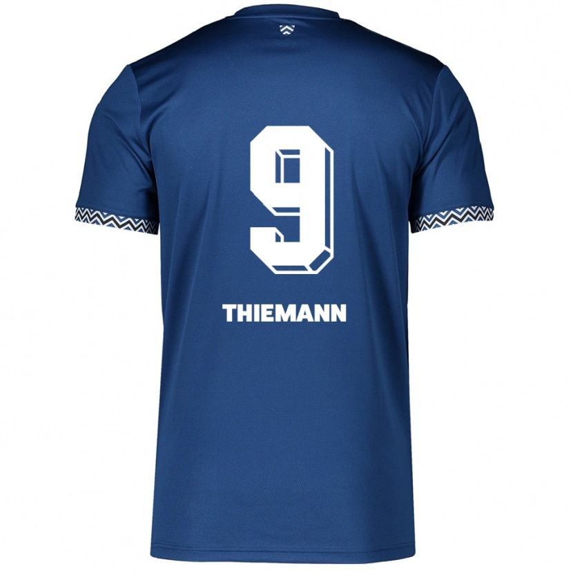 Danxen Mænd Sophia Thiemann #9 Navy Hvid Hjemmebane Spillertrøjer 2025/26 Trøje T-Shirt