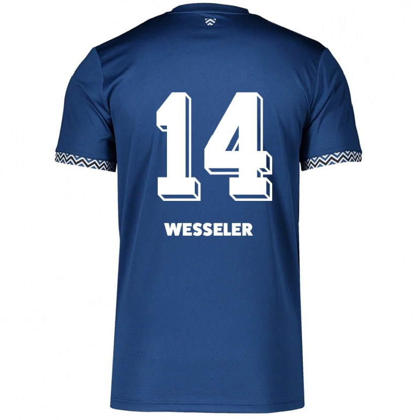 Danxen Mænd Anna Weßeler #14 Navy Hvid Hjemmebane Spillertrøjer 2025/26 Trøje T-Shirt