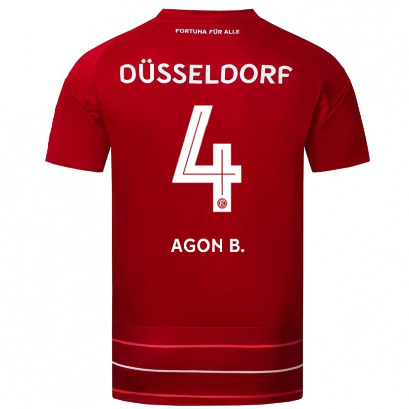 Danxen Mænd Agon Bajrami #4 Rød Hvid Hjemmebane Spillertrøjer 2025/26 Trøje T-Shirt
