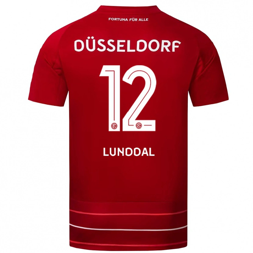 Danxen Mænd Valgeir Lunddal #12 Rød Hvid Hjemmebane Spillertrøjer 2025/26 Trøje T-Shirt