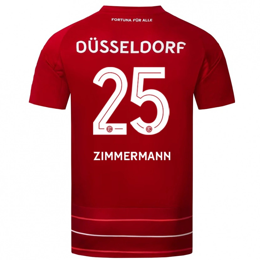 Danxen Mænd Matthias Zimmermann #25 Rød Hvid Hjemmebane Spillertrøjer 2025/26 Trøje T-Shirt