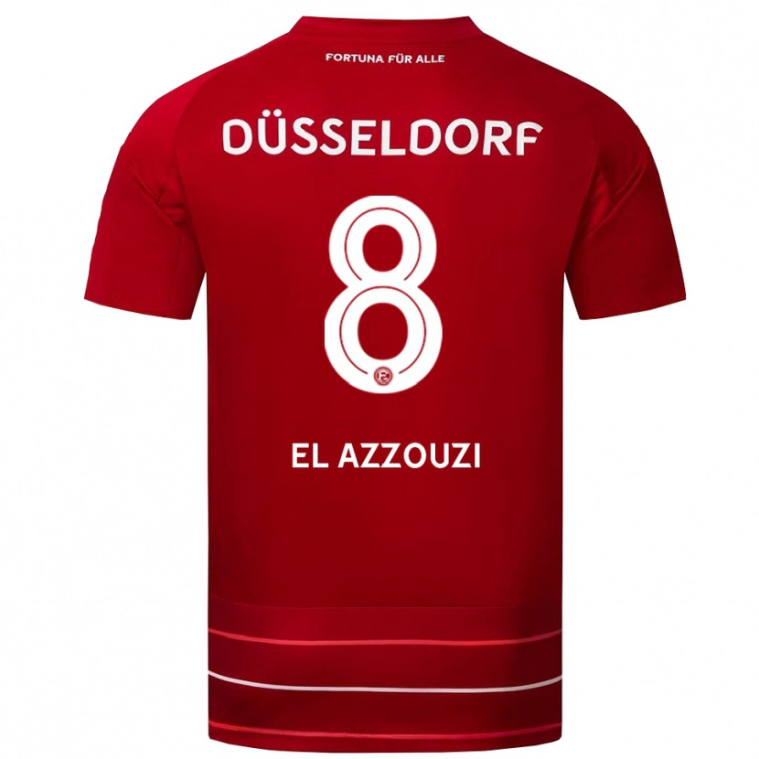 Danxen Mænd Anouar El Azzouzi #8 Rød Hvid Hjemmebane Spillertrøjer 2025/26 Trøje T-Shirt