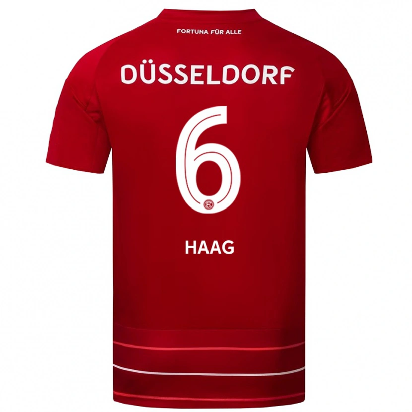 Danxen Mænd Giovanni Haag #6 Rød Hvid Hjemmebane Spillertrøjer 2025/26 Trøje T-Shirt