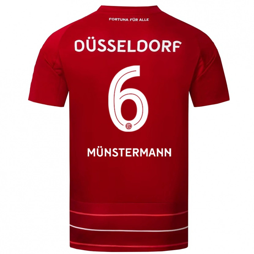 Danxen Mænd Paul Münstermann #6 Rød Hvid Hjemmebane Spillertrøjer 2025/26 Trøje T-Shirt