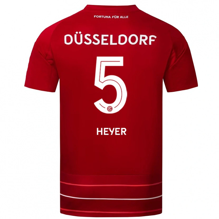 Danxen Mænd Moritz Heyer #5 Rød Hvid Hjemmebane Spillertrøjer 2025/26 Trøje T-Shirt