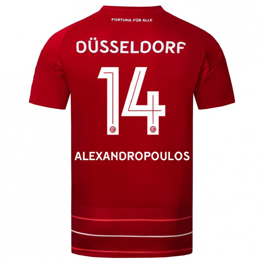 Danxen Mænd Sotiris Alexandropoulos #14 Rød Hvid Hjemmebane Spillertrøjer 2025/26 Trøje T-Shirt