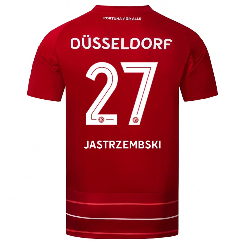 Danxen Mænd Dennis Jastrzembski #27 Rød Hvid Hjemmebane Spillertrøjer 2025/26 Trøje T-Shirt