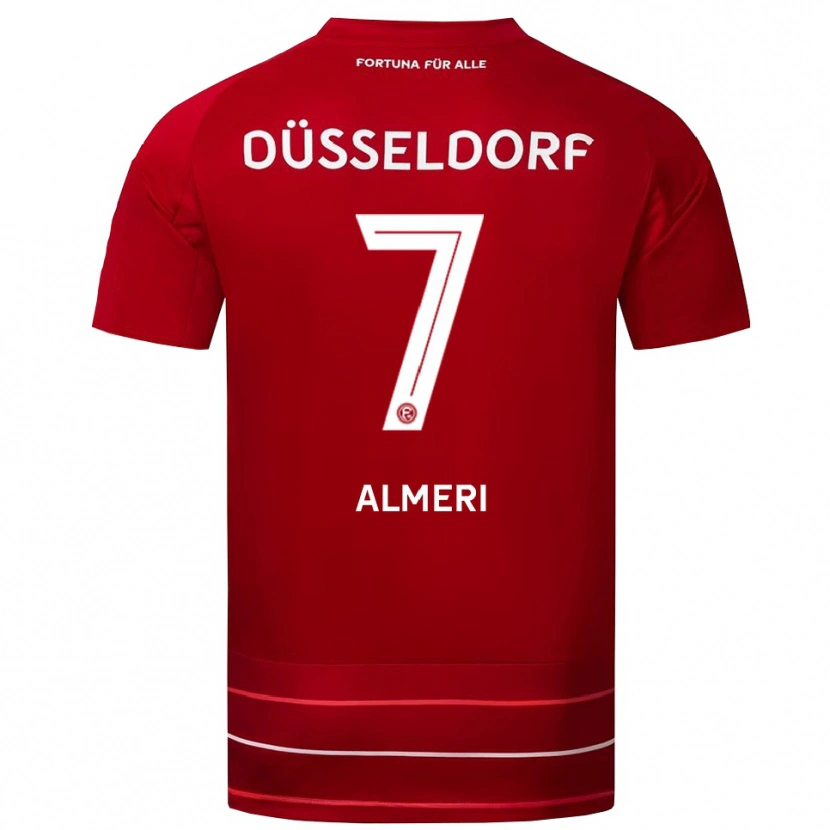 Danxen Mænd Majd Almeri #7 Rød Hvid Hjemmebane Spillertrøjer 2025/26 Trøje T-Shirt