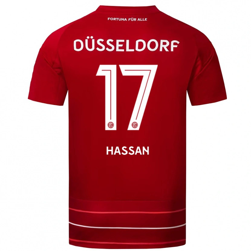Danxen Mænd Ahmad Hassan #17 Rød Hvid Hjemmebane Spillertrøjer 2025/26 Trøje T-Shirt