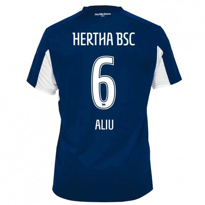 Danxen Mænd Lorent Aliu #6 Hvid Blå Hjemmebane Spillertrøjer 2025/26 Trøje T-Shirt