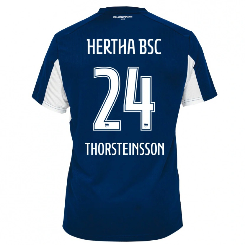 Danxen Mænd Jón Dagur Thorsteinsson #24 Hvid Blå Hjemmebane Spillertrøjer 2025/26 Trøje T-Shirt