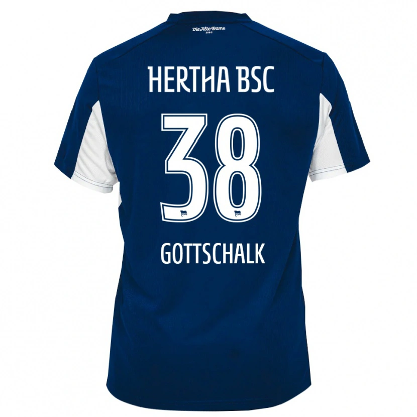 Danxen Mænd Julius Gottschalk #38 Hvid Blå Hjemmebane Spillertrøjer 2025/26 Trøje T-Shirt