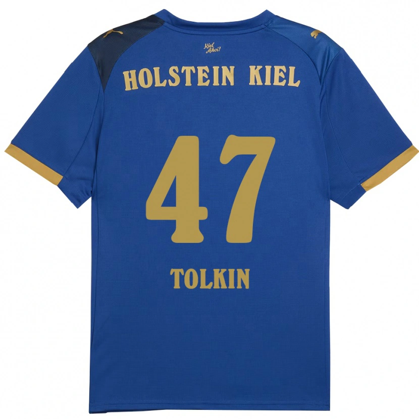 Danxen Mænd John Tolkin #47 Blå Guld Hjemmebane Spillertrøjer 2025/26 Trøje T-Shirt