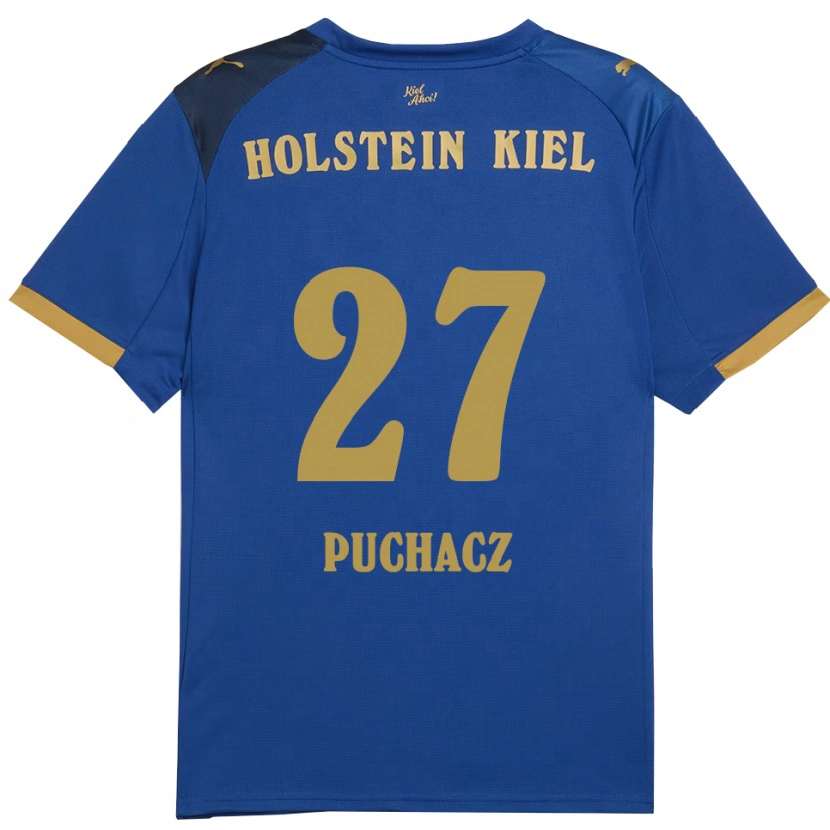 Danxen Mænd Tymoteusz Puchacz #27 Blå Guld Hjemmebane Spillertrøjer 2025/26 Trøje T-Shirt