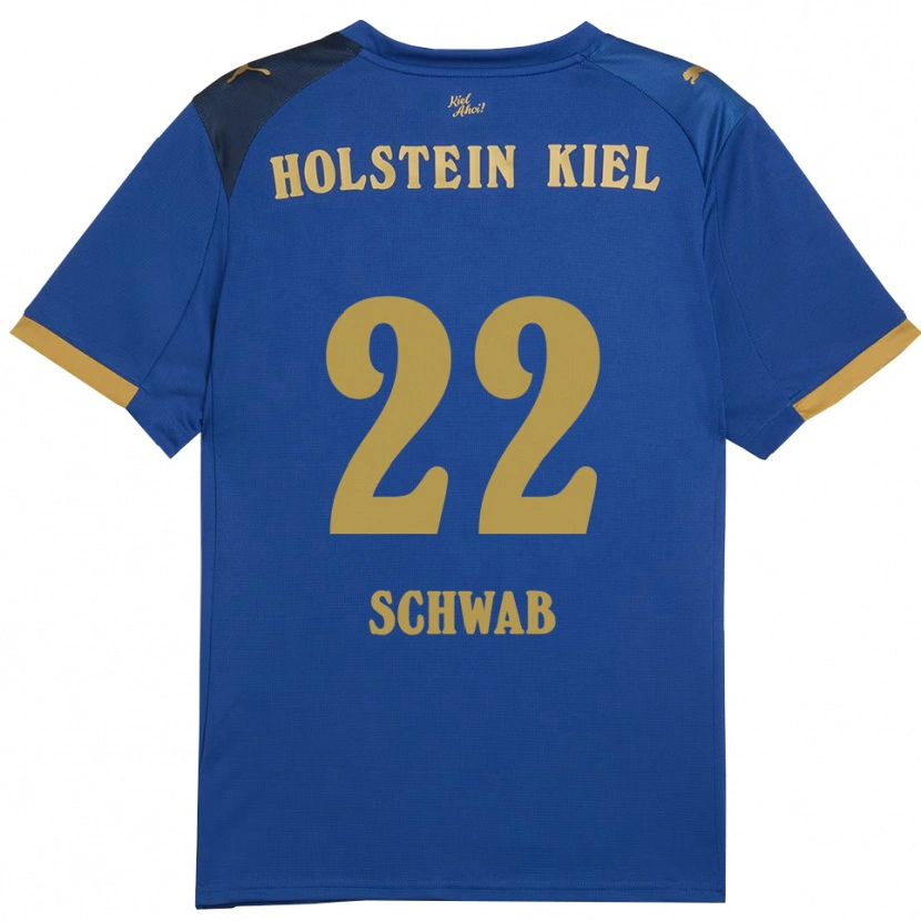 Danxen Mænd Stefan Schwab #22 Blå Guld Hjemmebane Spillertrøjer 2025/26 Trøje T-Shirt
