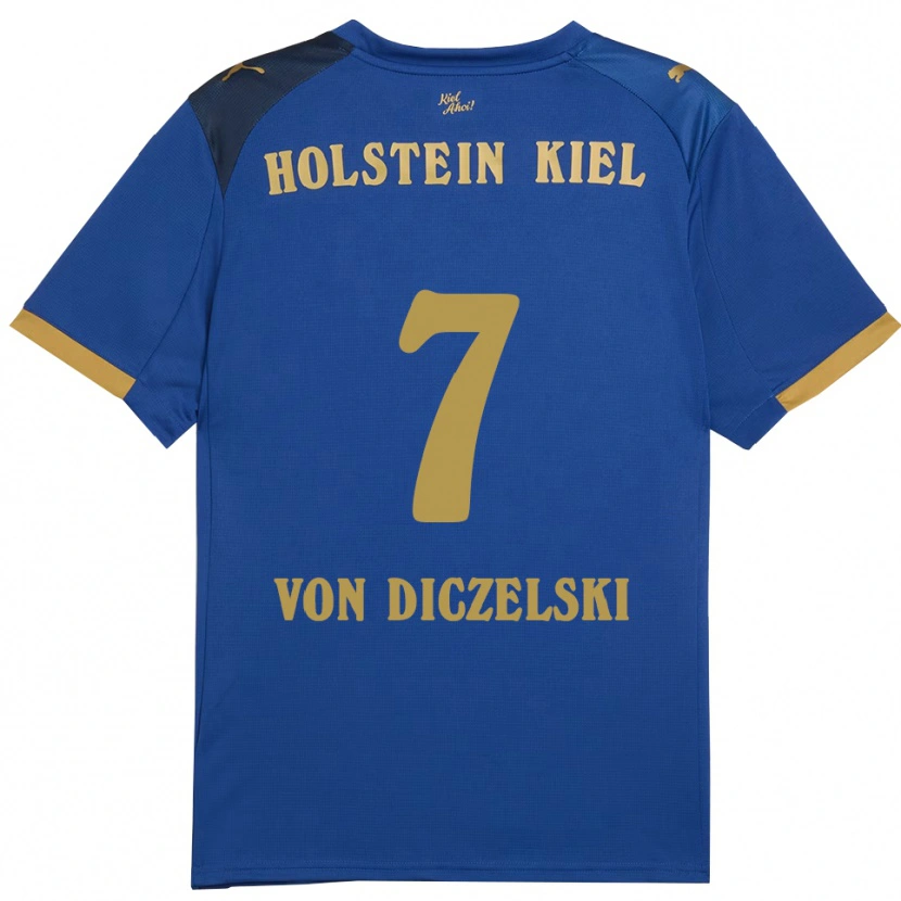 Danxen Mænd Jannes Von Diczelski #7 Blå Guld Hjemmebane Spillertrøjer 2025/26 Trøje T-Shirt