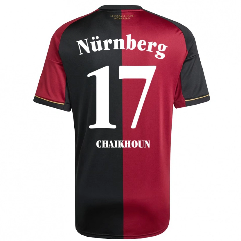Danxen Mænd Ayoub Chaikhoun #17 Burgundy Sort Hjemmebane Spillertrøjer 2025/26 Trøje T-Shirt
