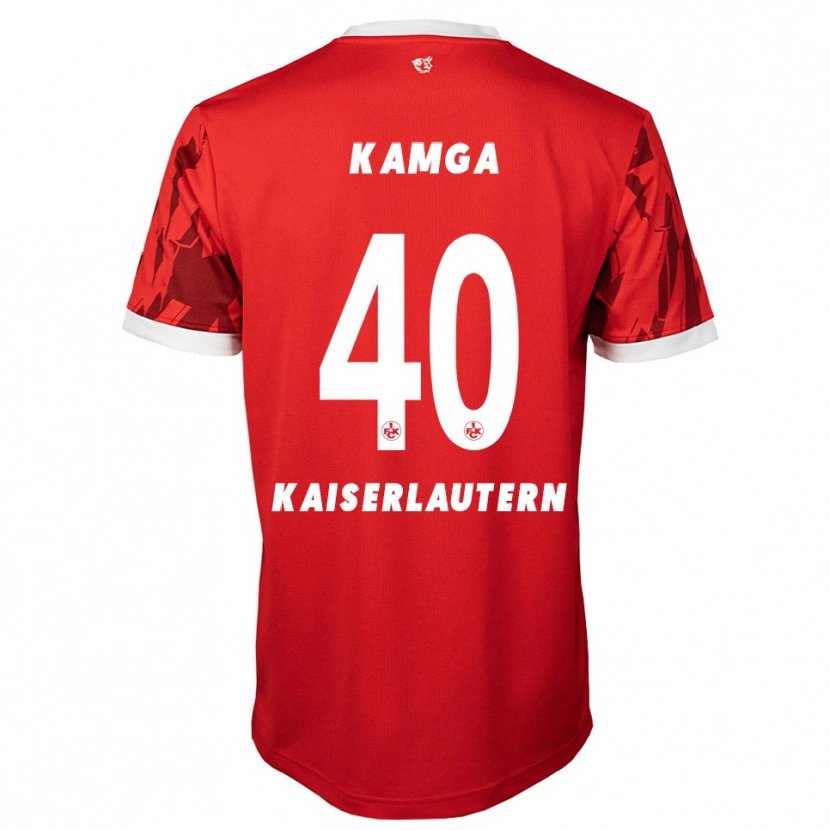 Danxen Mænd Enis Kamga #40 Rød Hvid Hjemmebane Spillertrøjer 2025/26 Trøje T-Shirt