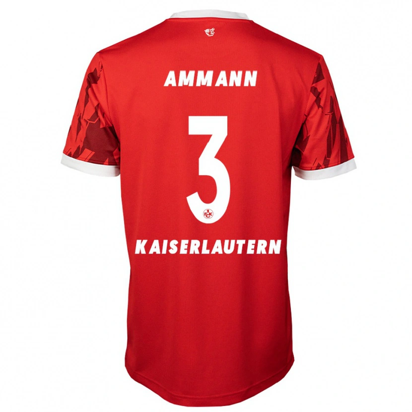 Danxen Mænd Finn Ammann #3 Rød Hvid Hjemmebane Spillertrøjer 2025/26 Trøje T-Shirt