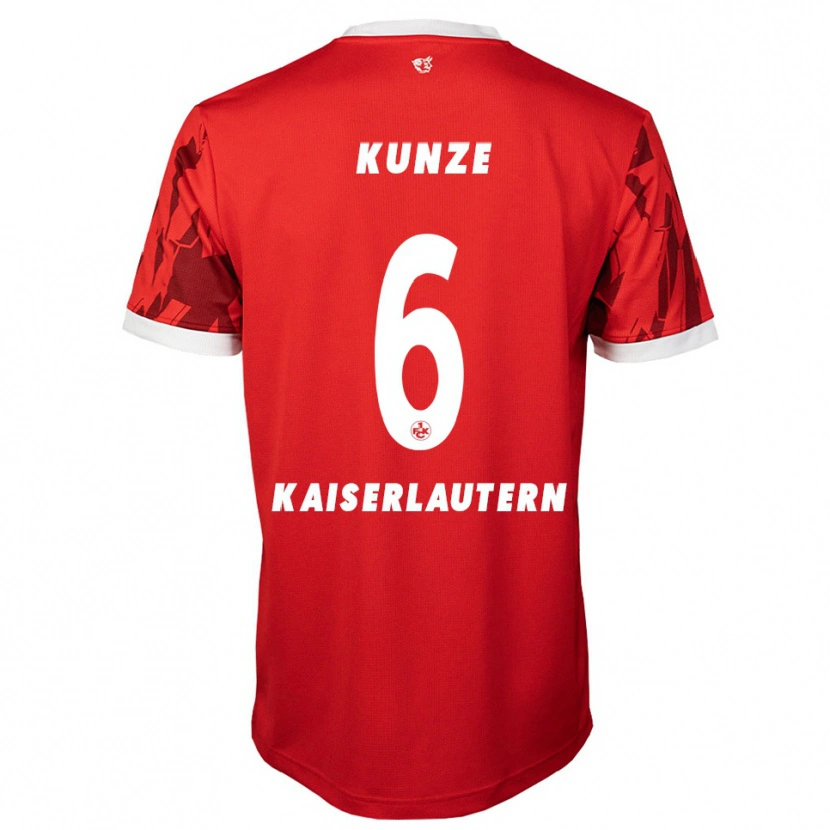 Danxen Mænd Fabian Kunze #6 Rød Hvid Hjemmebane Spillertrøjer 2025/26 Trøje T-Shirt