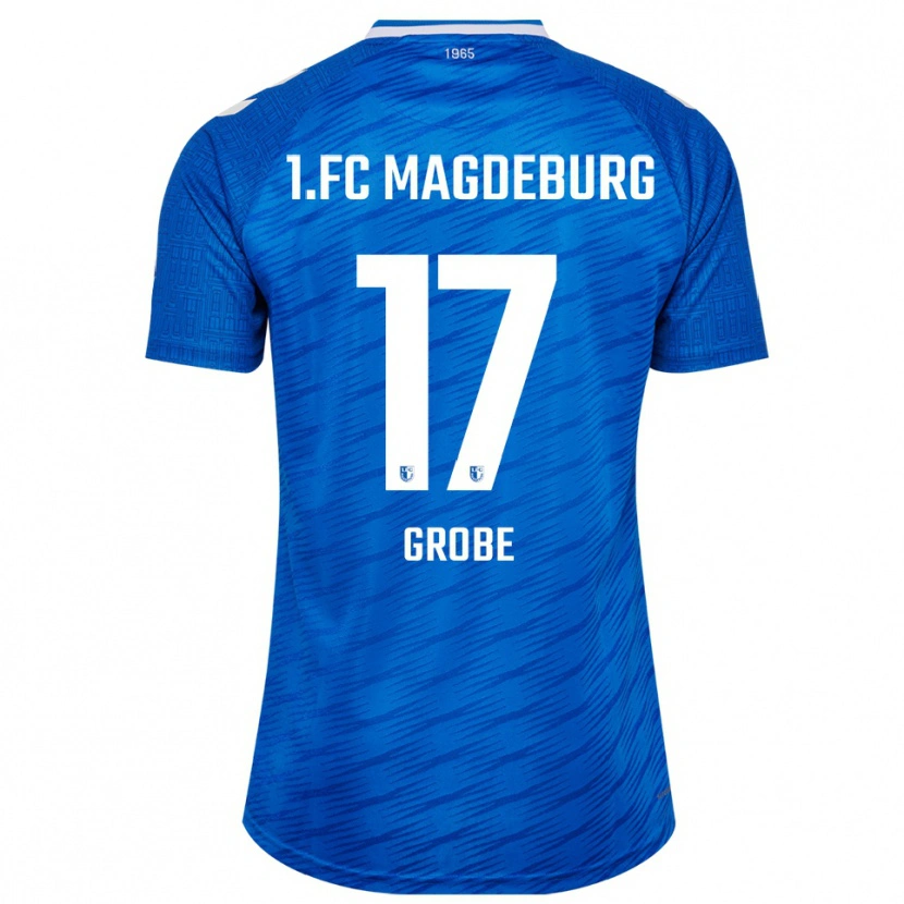 Danxen Mænd Theresa Grobe #17 Blå Hvid Hjemmebane Spillertrøjer 2025/26 Trøje T-Shirt