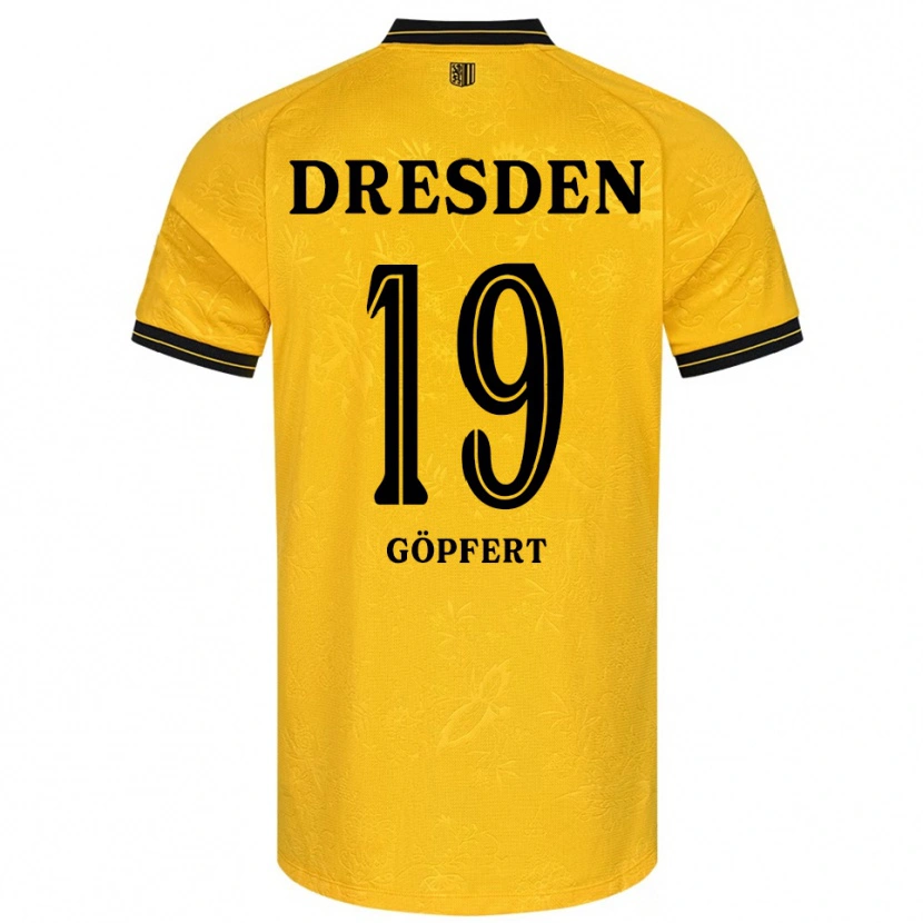 Danxen Mænd Fabius-Leander Göpfert #19 Gul Sort Hjemmebane Spillertrøjer 2025/26 Trøje T-Shirt