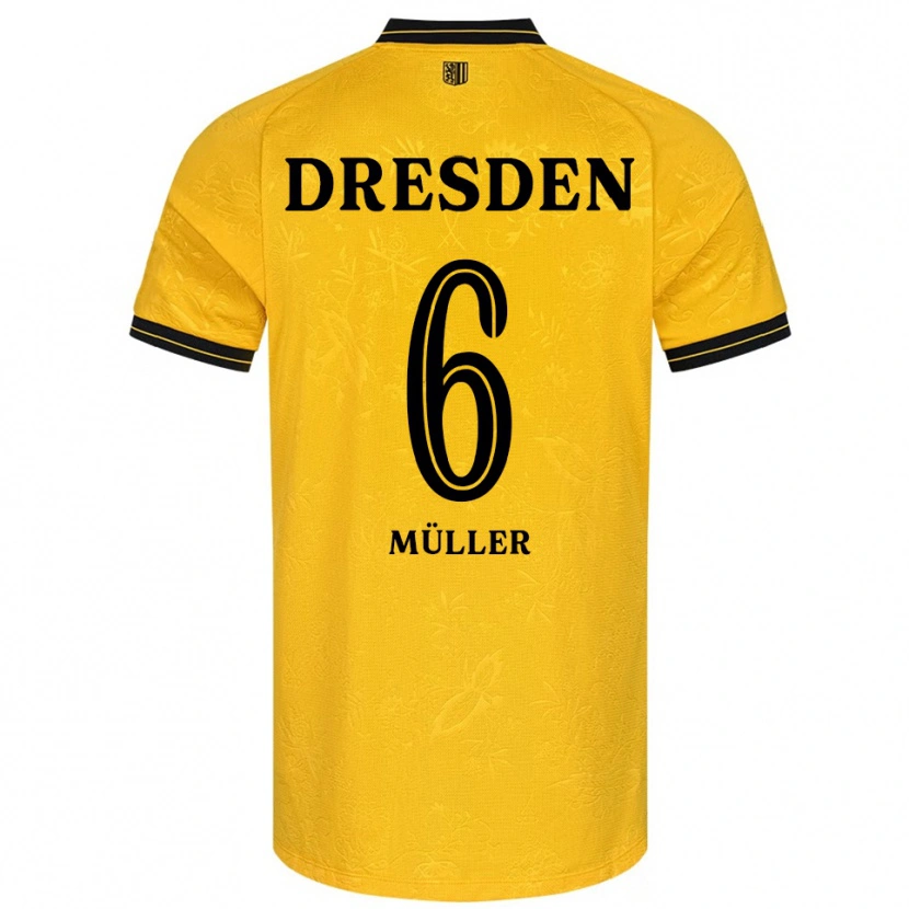 Danxen Mænd Friedrich Müller #6 Gul Sort Hjemmebane Spillertrøjer 2025/26 Trøje T-Shirt