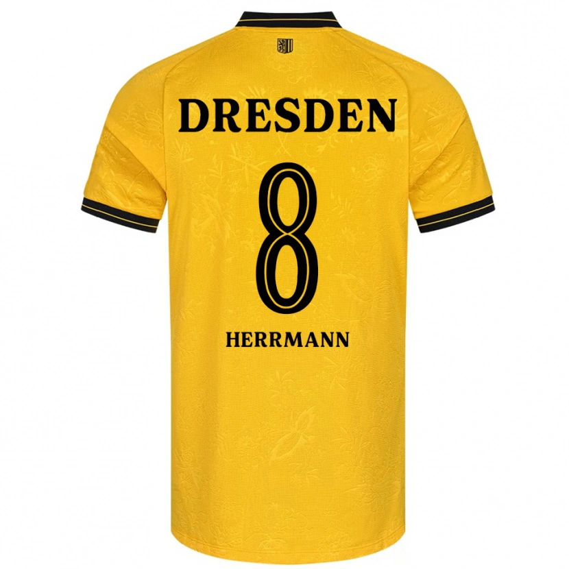 Danxen Mænd Luca Herrmann #8 Gul Sort Hjemmebane Spillertrøjer 2025/26 Trøje T-Shirt