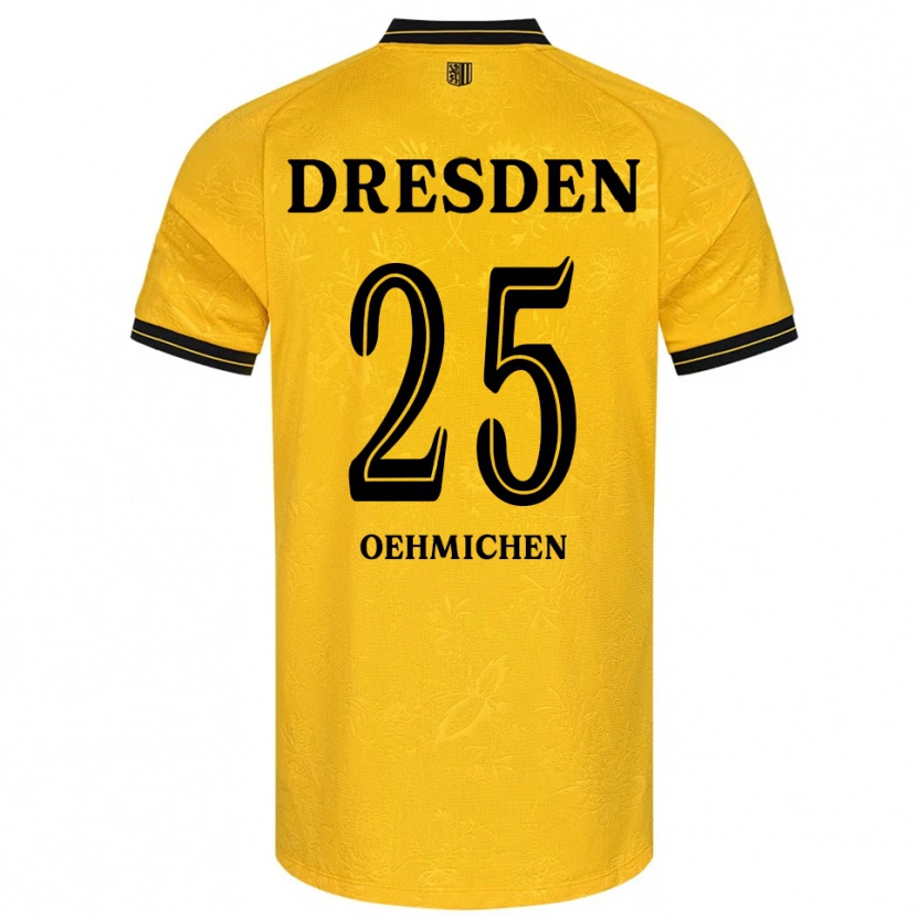 Danxen Mænd Jonas Oehmichen #25 Gul Sort Hjemmebane Spillertrøjer 2025/26 Trøje T-Shirt