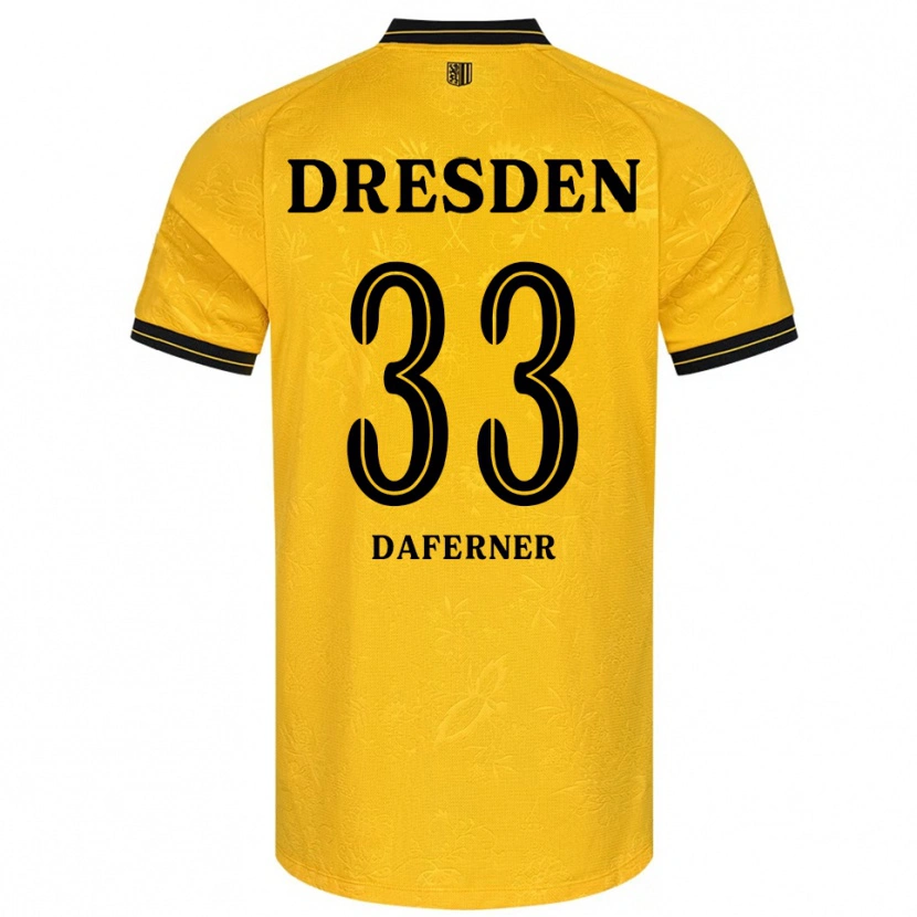 Danxen Mænd Christoph Daferner #33 Gul Sort Hjemmebane Spillertrøjer 2025/26 Trøje T-Shirt