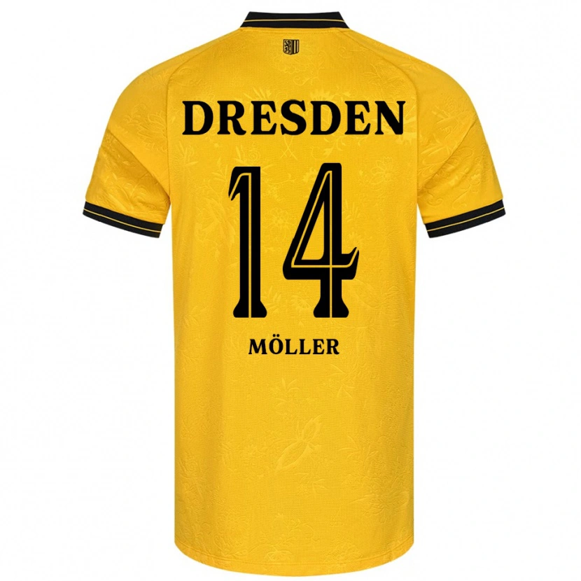 Danxen Mænd Gustav Möller #14 Gul Sort Hjemmebane Spillertrøjer 2025/26 Trøje T-Shirt