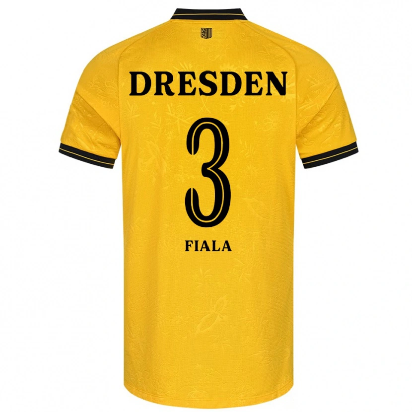 Danxen Mænd Matej Fiala #3 Gul Sort Hjemmebane Spillertrøjer 2025/26 Trøje T-Shirt