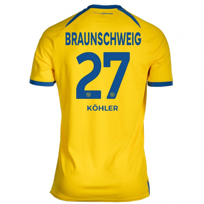 Danxen Mænd Sven Köhler #27 Gul Blå Hjemmebane Spillertrøjer 2025/26 Trøje T-Shirt