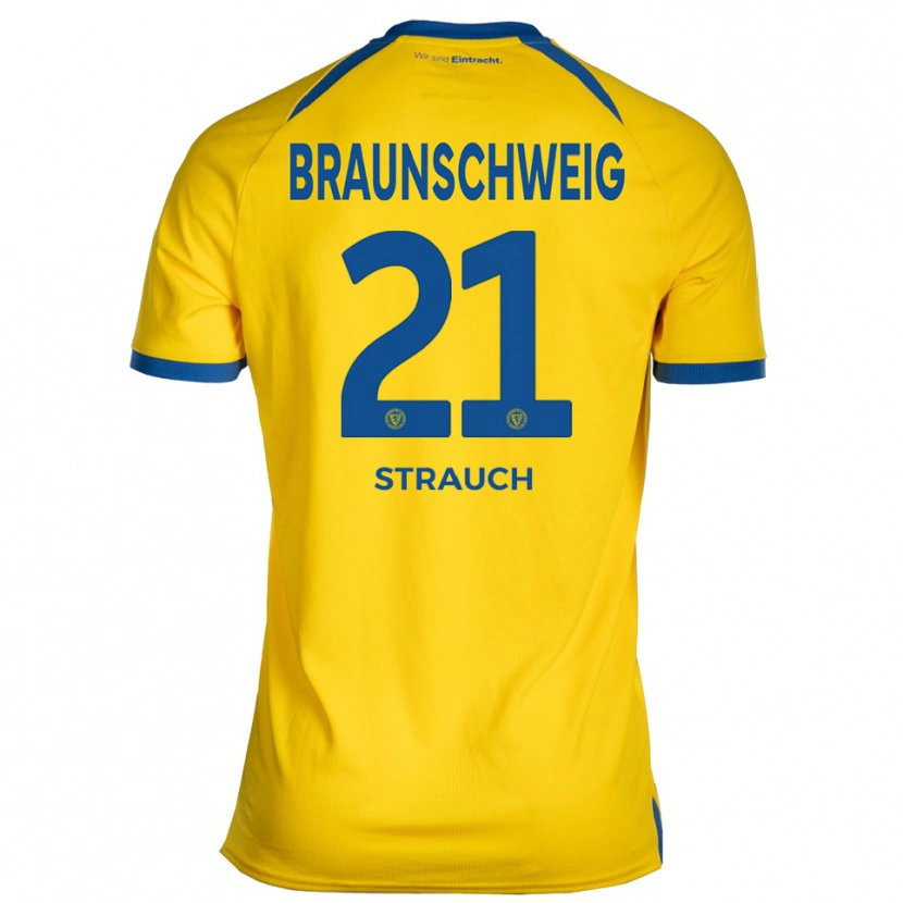 Danxen Mænd Emil Strauch #21 Gul Blå Hjemmebane Spillertrøjer 2025/26 Trøje T-Shirt