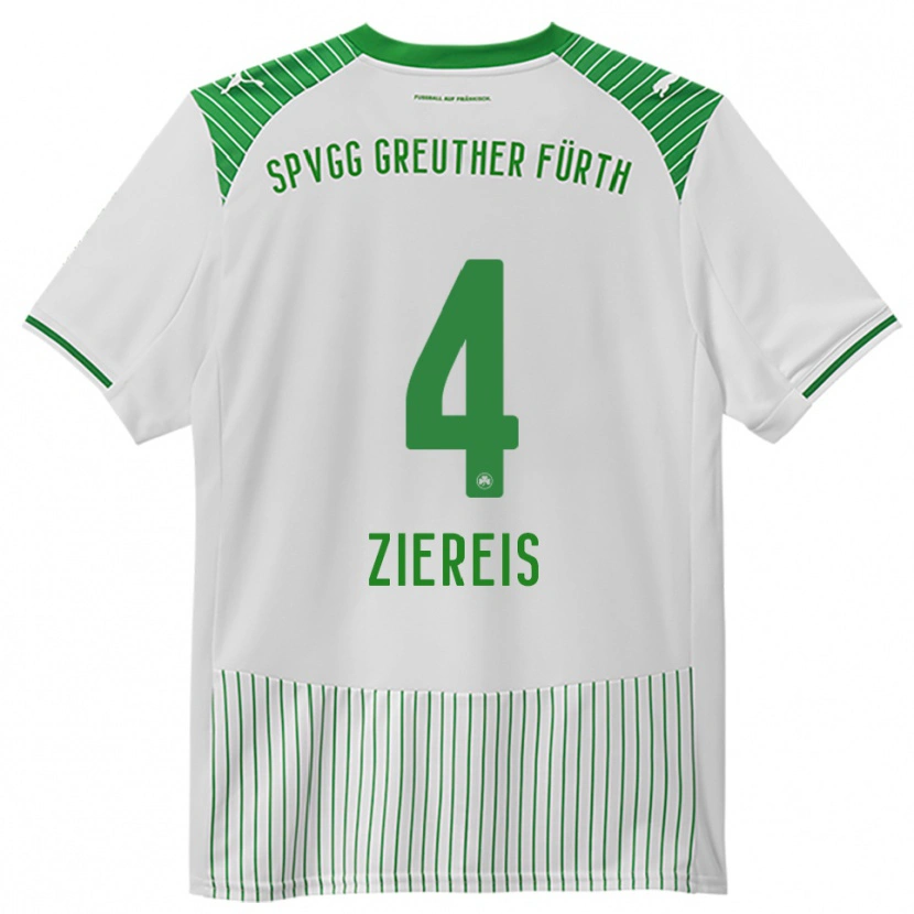Danxen Mænd Philipp Ziereis #4 Hvid Grøn Hjemmebane Spillertrøjer 2025/26 Trøje T-Shirt
