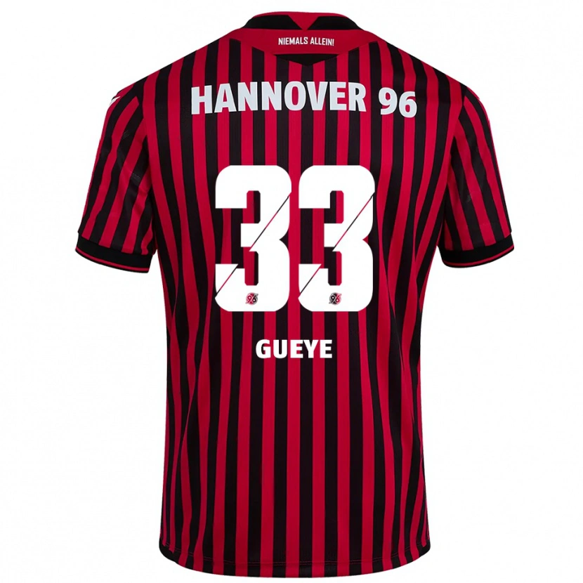 Danxen Mænd Abdoulaye Gueye #33 Rød Sort Hjemmebane Spillertrøjer 2025/26 Trøje T-Shirt