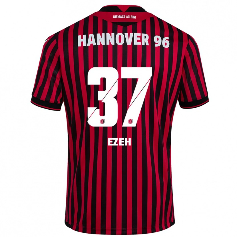 Danxen Mænd Brooklyn Ezeh #37 Rød Sort Hjemmebane Spillertrøjer 2025/26 Trøje T-Shirt
