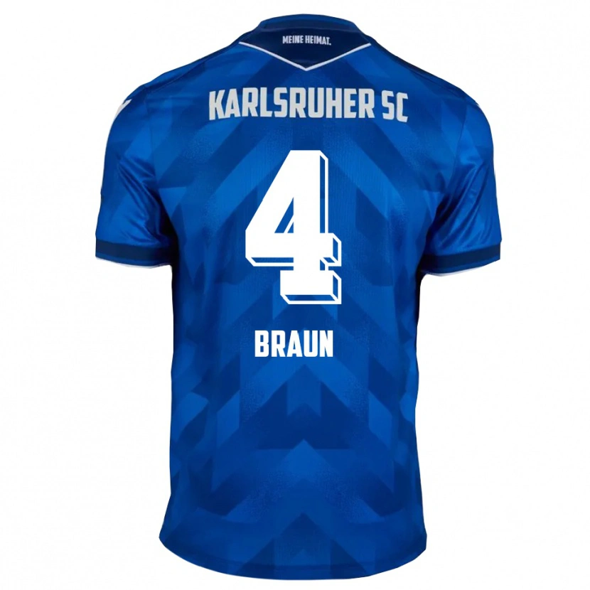 Danxen Mænd Fynn Braun #4 Blå Hvid Hjemmebane Spillertrøjer 2025/26 Trøje T-Shirt