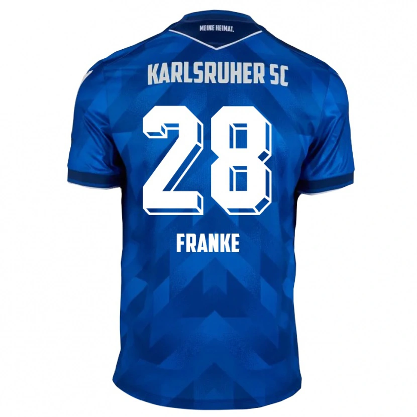 Danxen Mænd Marcel Franke #28 Blå Hvid Hjemmebane Spillertrøjer 2025/26 Trøje T-Shirt