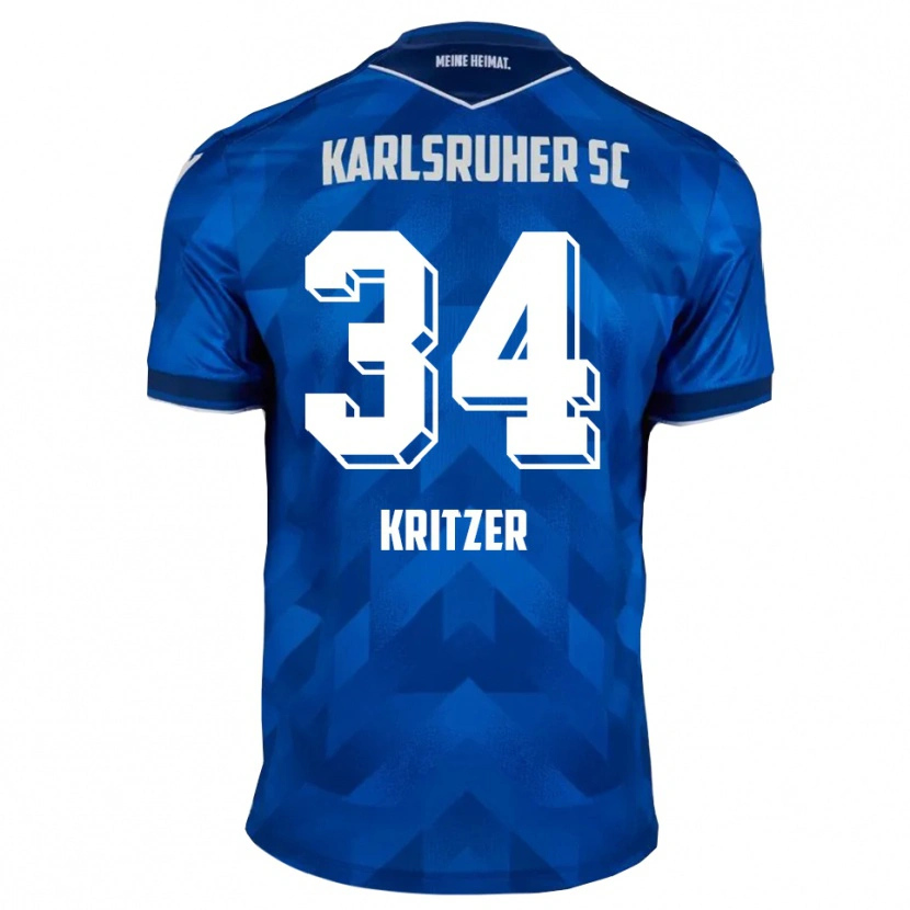Danxen Mænd Mateo Kritzer #34 Blå Hvid Hjemmebane Spillertrøjer 2025/26 Trøje T-Shirt