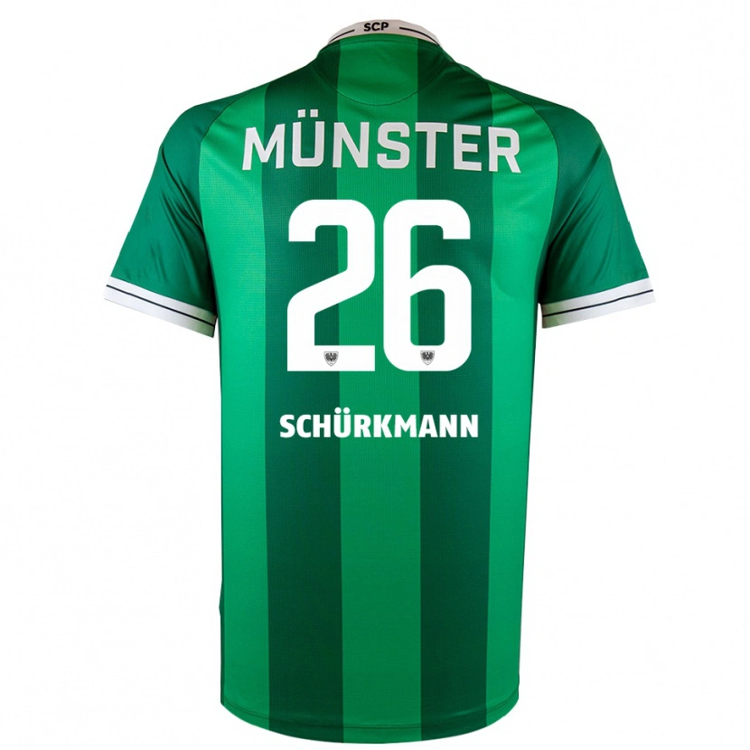 Danxen Mænd Christopher Schürkmann #26 Grøn Hvid Hjemmebane Spillertrøjer 2025/26 Trøje T-Shirt