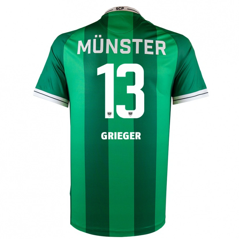 Danxen Mænd Dominik Grieger #13 Grøn Hvid Hjemmebane Spillertrøjer 2025/26 Trøje T-Shirt
