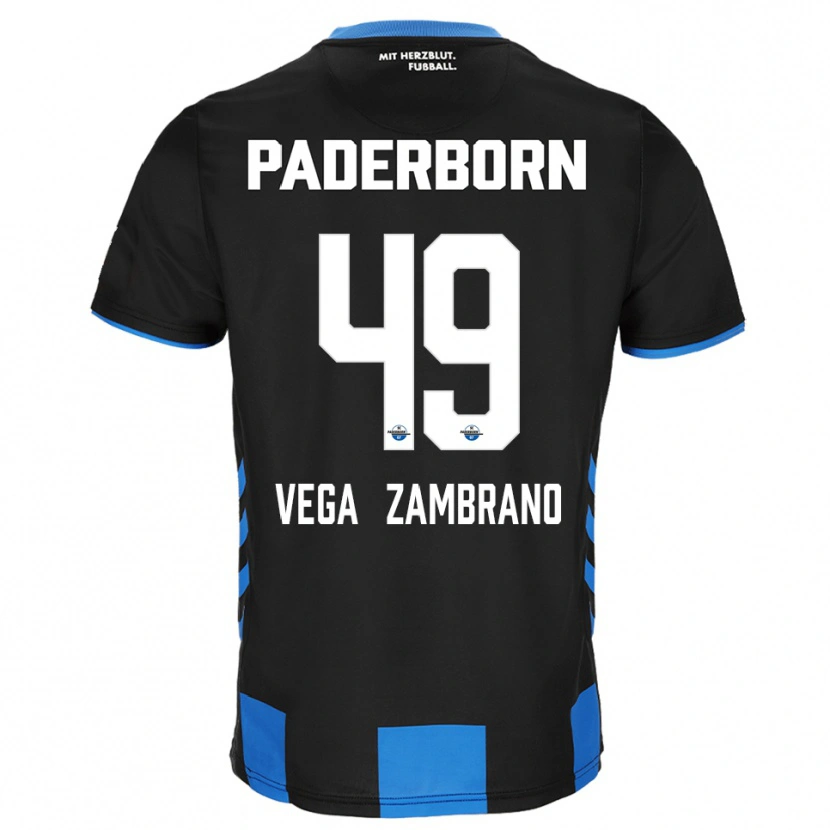 Danxen Mænd Joel Vega Zambrano #49 Sort Blå Hjemmebane Spillertrøjer 2025/26 Trøje T-Shirt