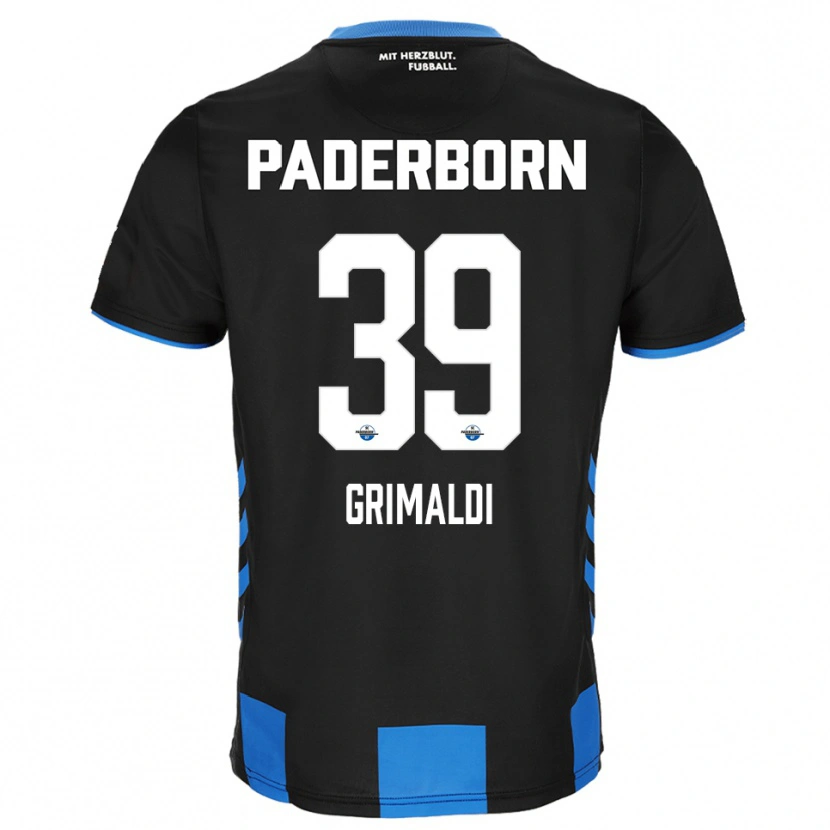 Danxen Mænd Adriano Grimaldi #39 Sort Blå Hjemmebane Spillertrøjer 2025/26 Trøje T-Shirt