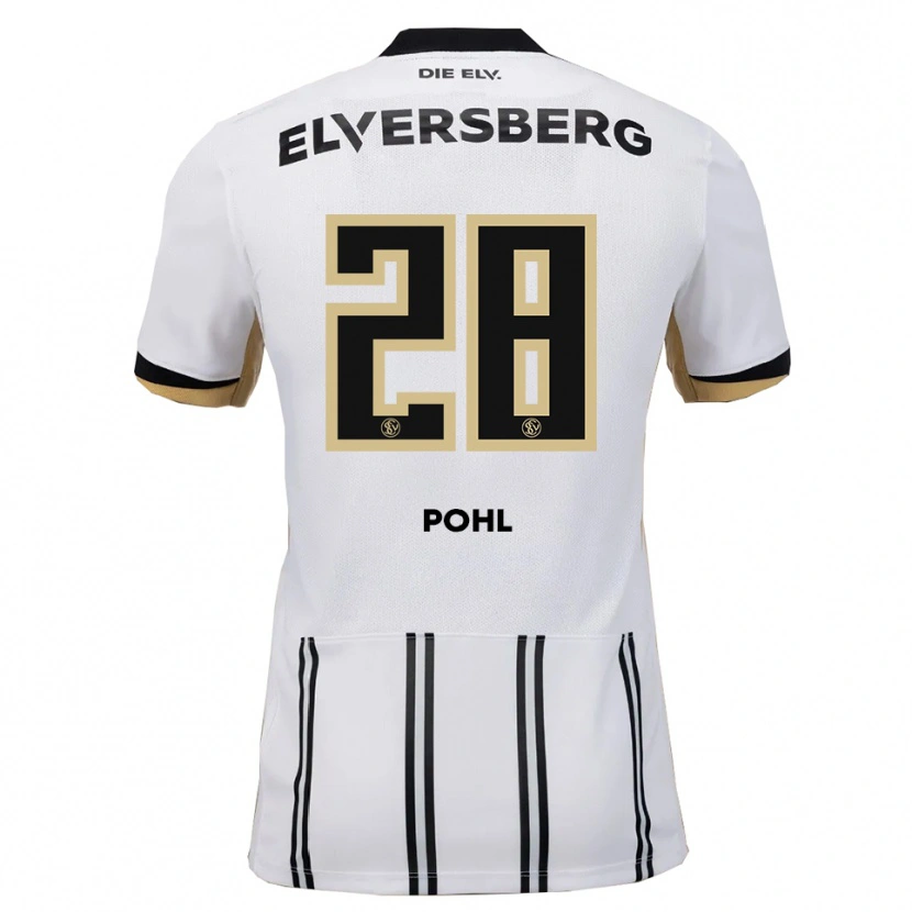 Danxen Mænd Jonas Pohl #28 Hvid Sort Hjemmebane Spillertrøjer 2025/26 Trøje T-Shirt